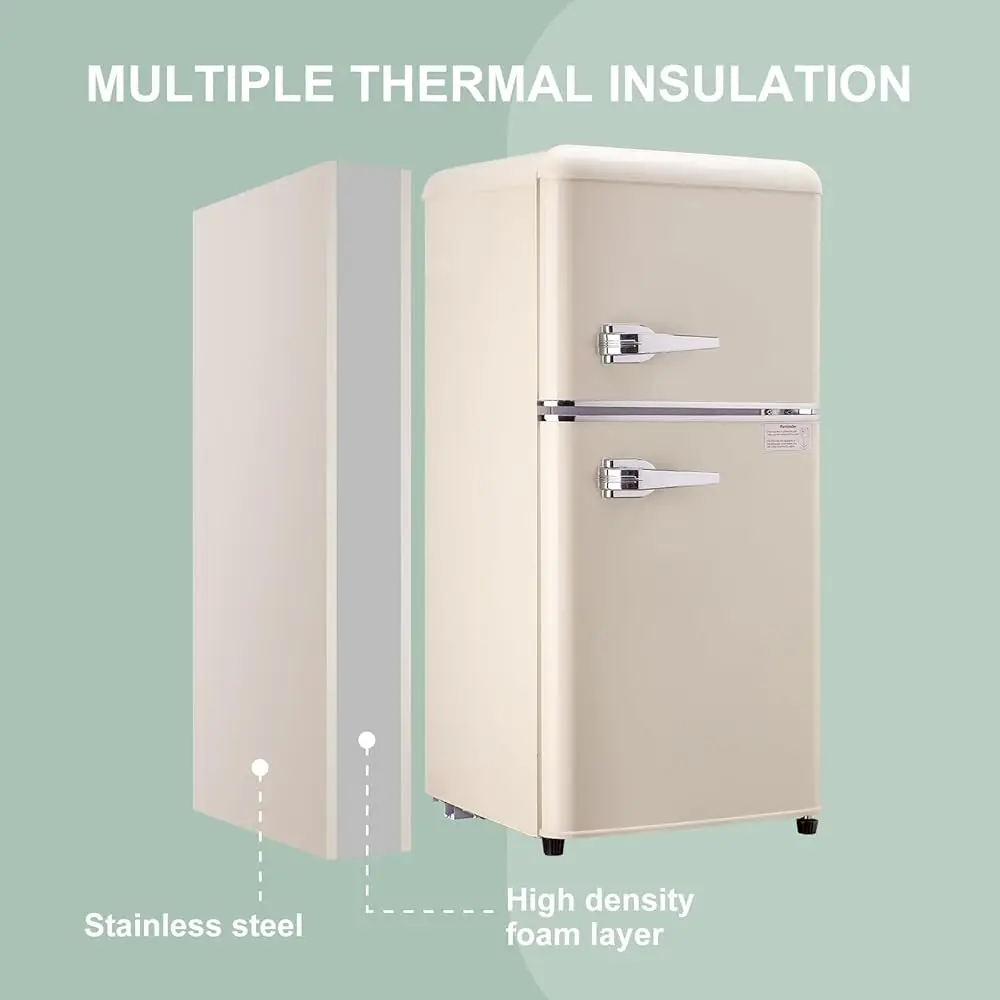 Mini Fridge With Freezer, 3.2 Cu.Ft Mini Fridge, Retro Small Refrigerator With Adjustable And Removable Double Doors, Suitable 5 Mini Fridge With Freezer, 3.2 Cu.Ft Mini Fridge, Retro Small Refrigerator With Adjustable And Removable Double Doors, Suitable 5