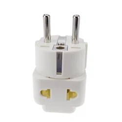 Universal Travel Plug Adapter - White, Black, & Copper - Compatible with EU Type E/F Outlets - EU Plug (White)