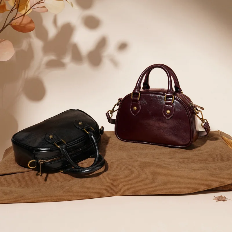 New High End Niche Bowling Bag for Women Trendy Single Shoulder Crossbody Handbag Versatile Boston Style