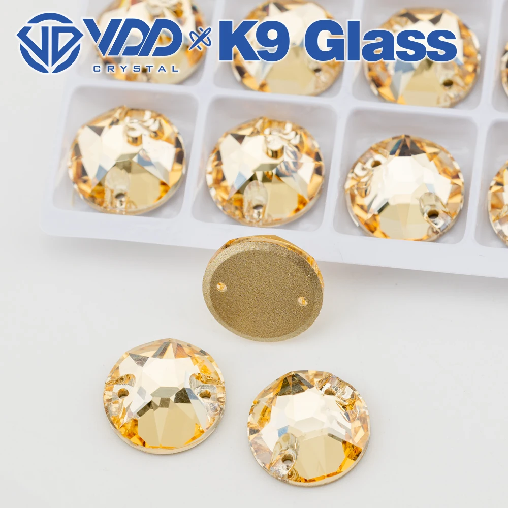 VDD S257 Golden Shadow 8, groß, 8, klein, hochwertiges K9-Glas, zum Aufnähen, Strasssteine, Kristall, flache Rückseite, Nähen für Kleidungsdekorationen