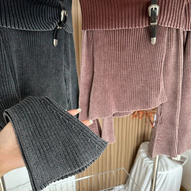 Sab7f1c2e627d4dc2a12c08050fab5fda4 Fashion Simple Classical Knitted Sweater Slash Neck Off Shoulder Long Sleeve Pullovers Flare Sleeve Autumn Winter Y2K Streetwear Mallzona