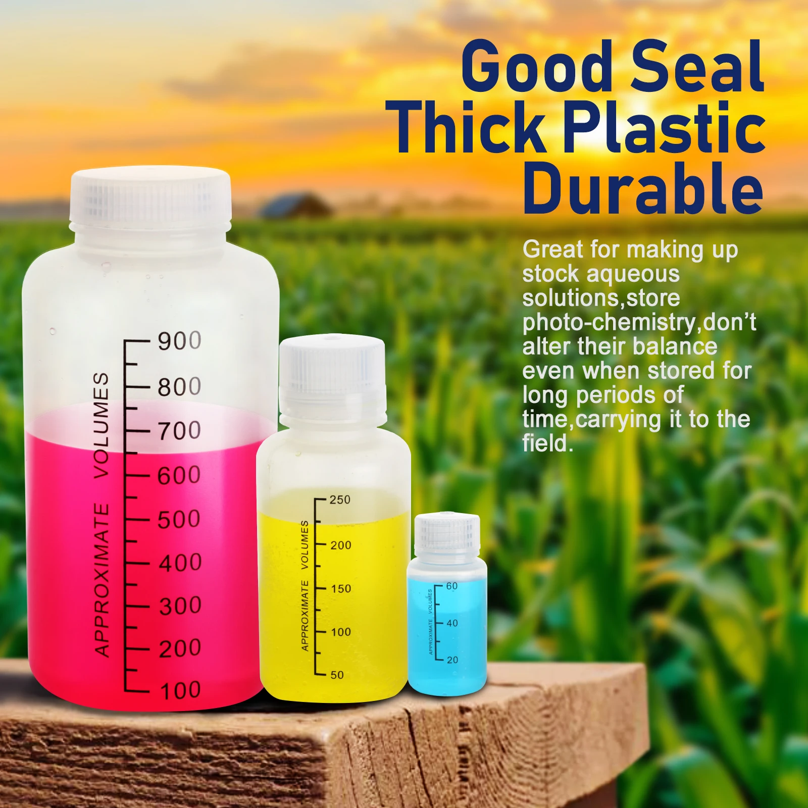 Laboratory Grade PP Rigid Plastic Reagent Bottle with Screw Cap and Graduations,Designed for Laboratories,Classrooms,or Storage