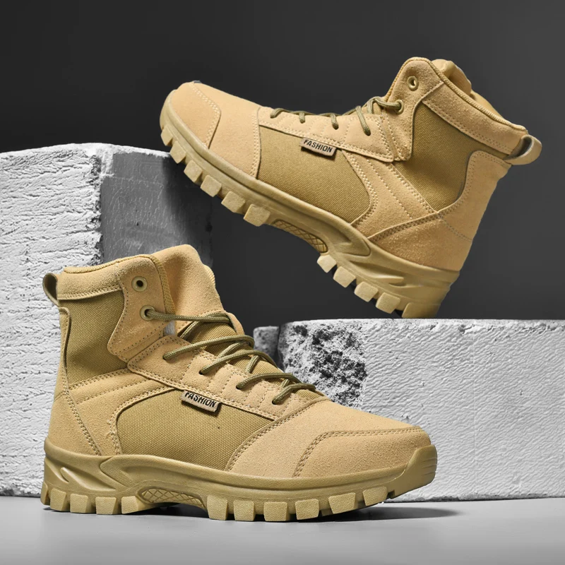 Outdoor couple boots, desert hiking boots, men's and women's boots, hiking shoes, boots, high-top breathable combat training boots, high-top shoes, casual boots 3