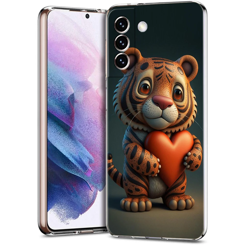 Niedliche Cartoon-Tier-Hülle für Samsung S24 S23 S22 S20 S21 FE Ultra S24 S23 S10 S10E S9 S8 Plus 5G Transparente Handyhülle Capas – Detail 1