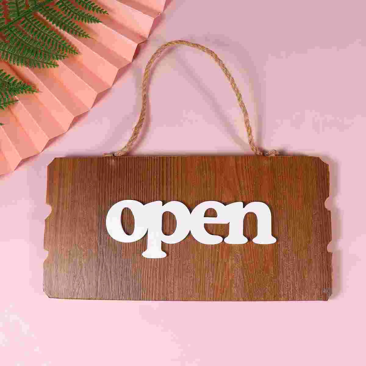 Retro Board Open Hanging Board Open Closed Decorative Hanging Board Wall Door Wooden Two-Sided Hanging Board  for Store