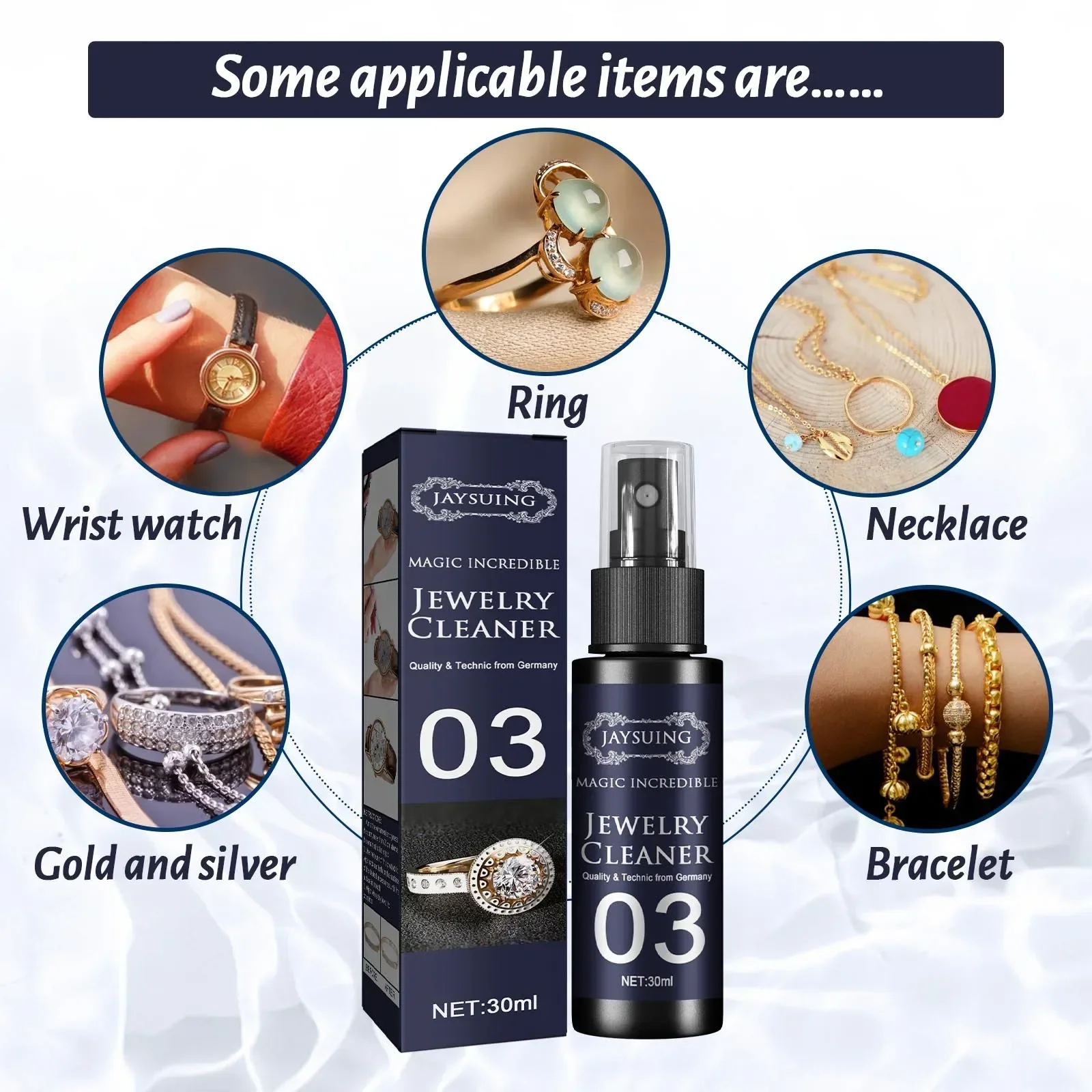 30ml Jewelry Cleaner Solution Diamond Silver Gold Jewelry Cleaning Spray Rust Remover Rust Household Maintenance Cleaning Spray