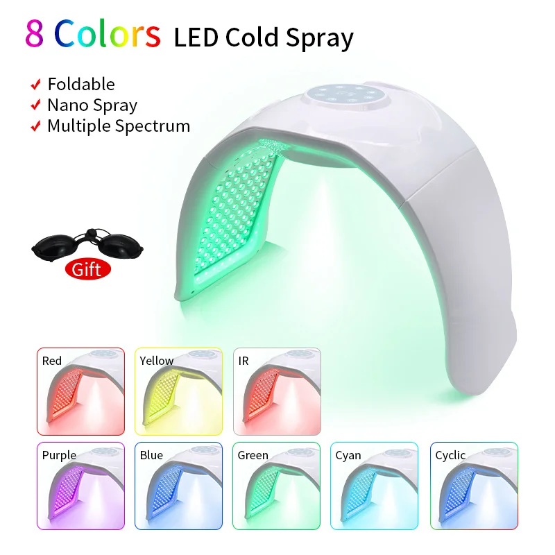8 LED PDT Facial Mask Photon Skin Rejuvenation Instrument Firming Skin Whitening Anti-aging Anti-wrinkle Light Therapy