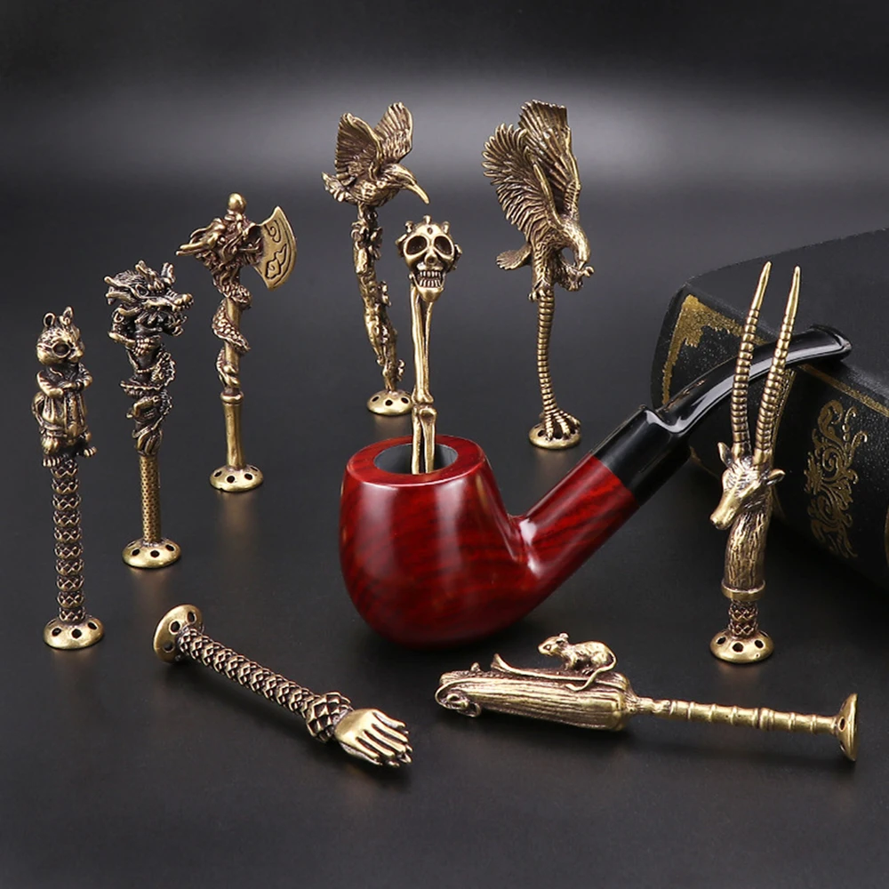 1Pcs Copper Smoking Pipe Pressure Stick Sheep Skull Head Eagle Feather Axe Tobacco Pressure Stick Bar Smoking Accessories smoking accessories,tobacco pipe,tobacco smoking accessories,smoking pipe
