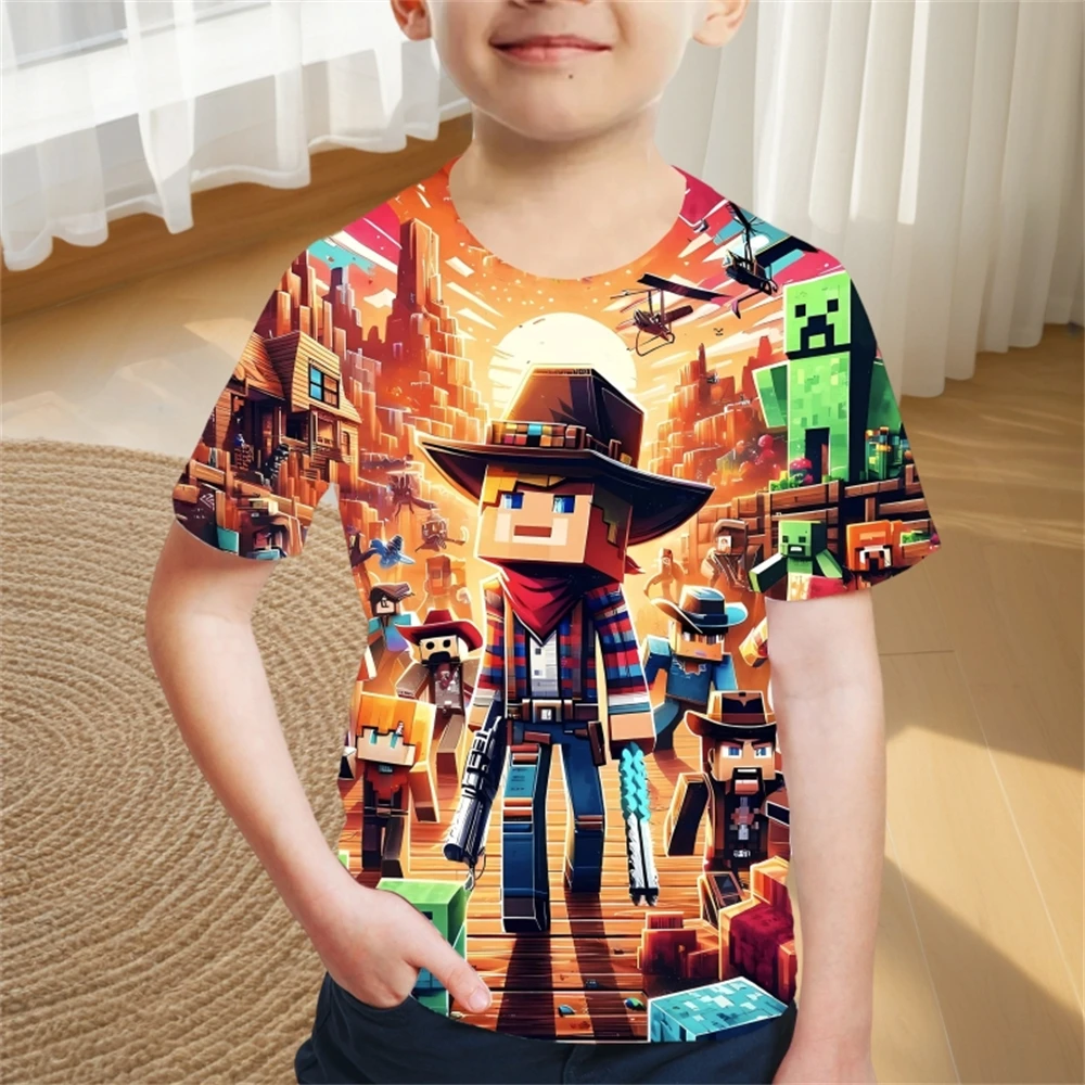 Children's Clothing Adventure Style Boys Clothes Cartoon T-Shirt for a Boy Fashion 2024 Baby Summer Clothes O-Neck Children Top 3