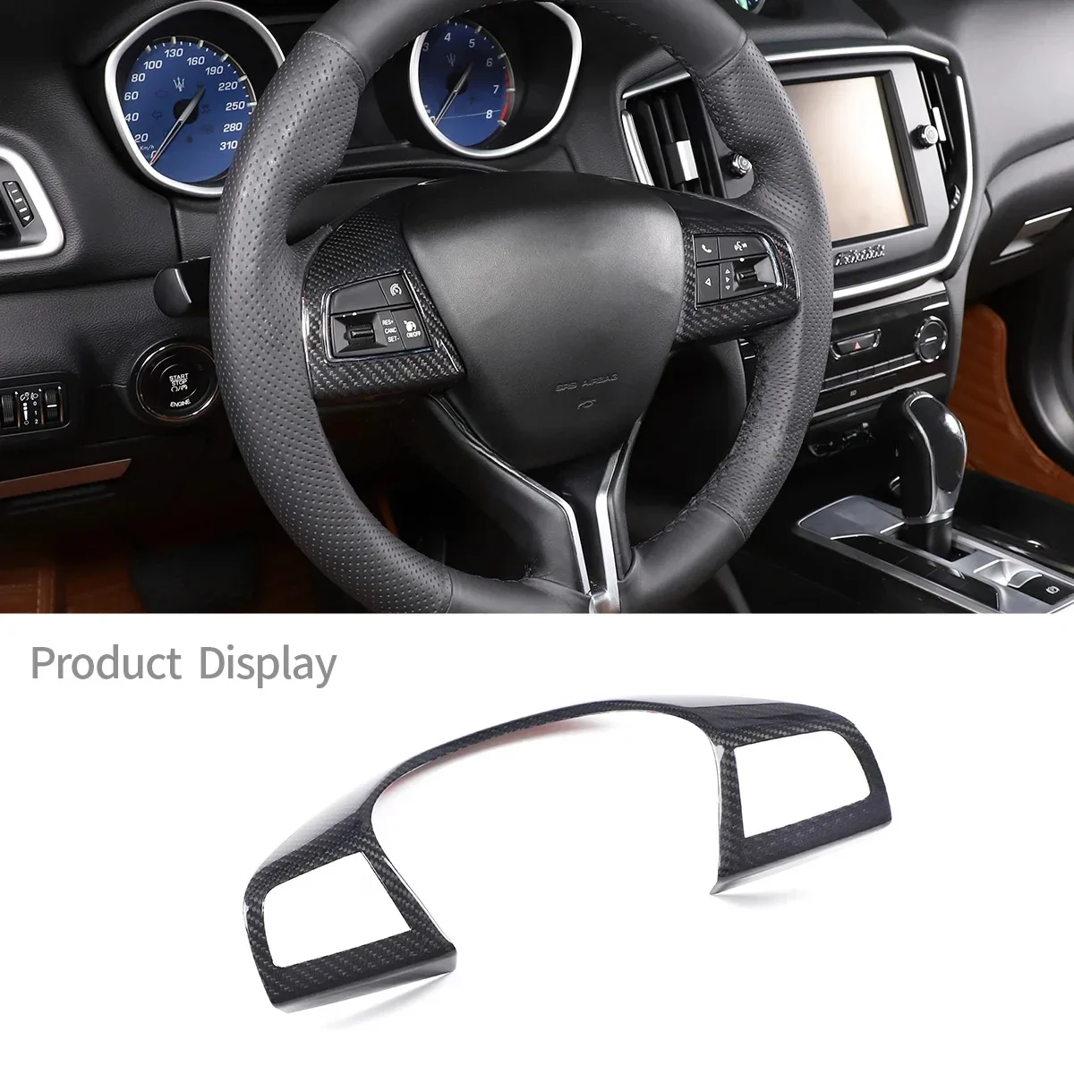 

For Maserati Levante 2016-21 For Ghibli Quattroporte 14-21 Real Carbon Fiber Car Steering Wheel Panel Trim Cover Car Accessories