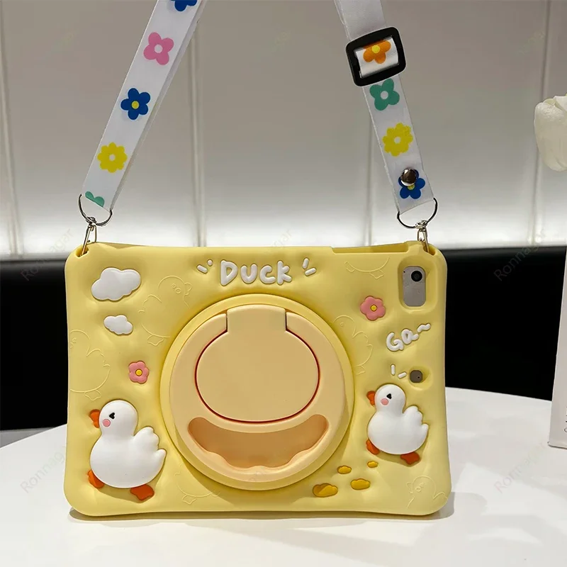 Capa Protetora de Silicone para Criança Pato Bonito dos Desenhos Animados para Ipad Air 10.2 10.5 Air 10.9 10 Generation 360 ° Cartoon - Imagem 5