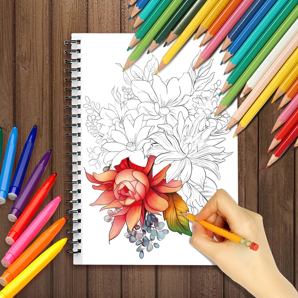Women's Spiral Colouring Book - 30 Sheets 11.3x 8.3 inch, Stress Relief Colouring Book, Birthday Gift, Holiday Party Gift 3