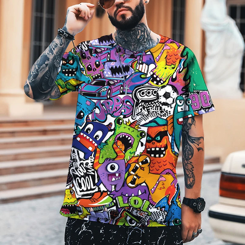 Graffiti Camisetas Hombre Streetwear Camiseta De Calles Urbanas