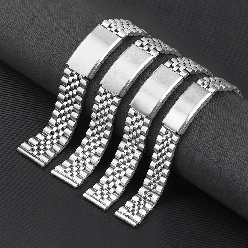 Sleek Stainless Steel Watch Band with Folding Buckle – Universal Fit Bracelet