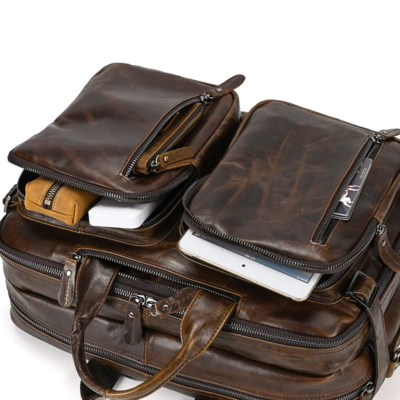 Men Business Briefcase Soft Genuine Leather Man Laptop Handbag 3 Use Multifunctional Cowhide Shoulder Messenge bag For Male Tote