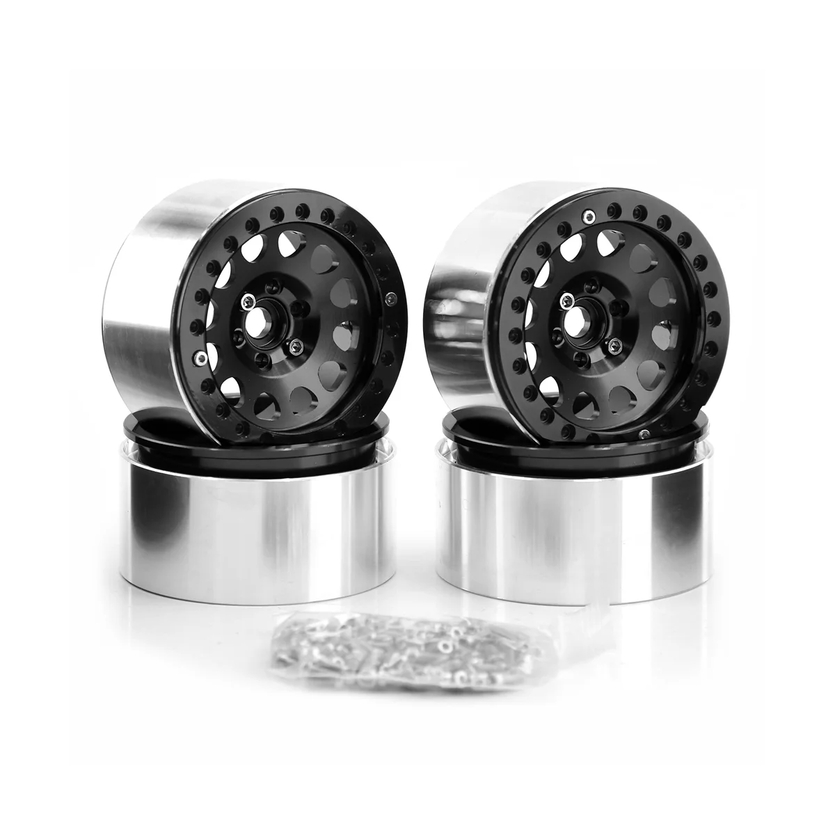 

4Pcs 2.2inch Beadlock Wheel Rim Wheel Hub for 1/10 RC Crawler Car Axial SCX10 Wraith Capra RR10 RBX10 TRX4, 3
