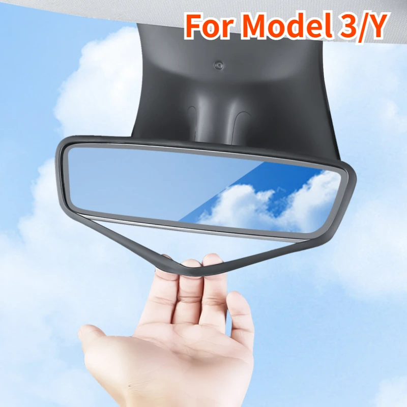 [Tesla Model 3/Y] Car Interior Rear view Mirror Protective Case Rearview Mirror Silicone Protective Frame Accessories