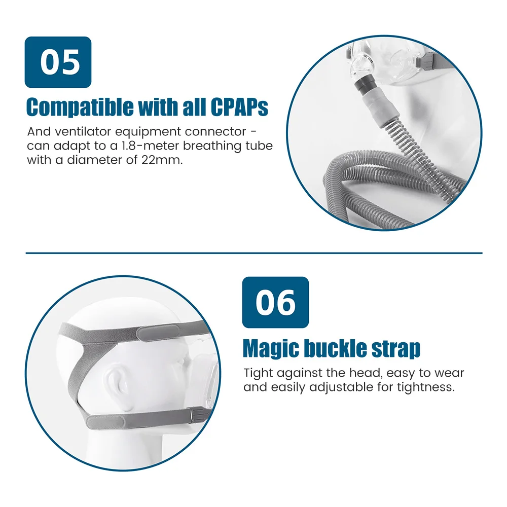 CPAP-Maske Vollgesichts-Nasen-Mund-Maske Auto-CPAP APAP BIPAP Anti-Schnarch Schlafapnoe Schlafhilfe Nasale Vollgesichts-Atemmaske – Detail 8