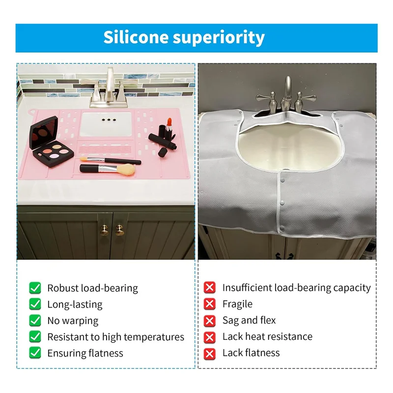Bathroom Sink Cover For Counter Space Silicone Bathroom Sink Makeup Organizer Mat Resistant Makeup Organizer Pad Pink Durable