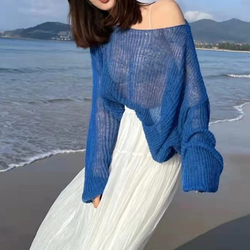 Women Casual Knitted Sweater Long Sleeve Oversized Pullover