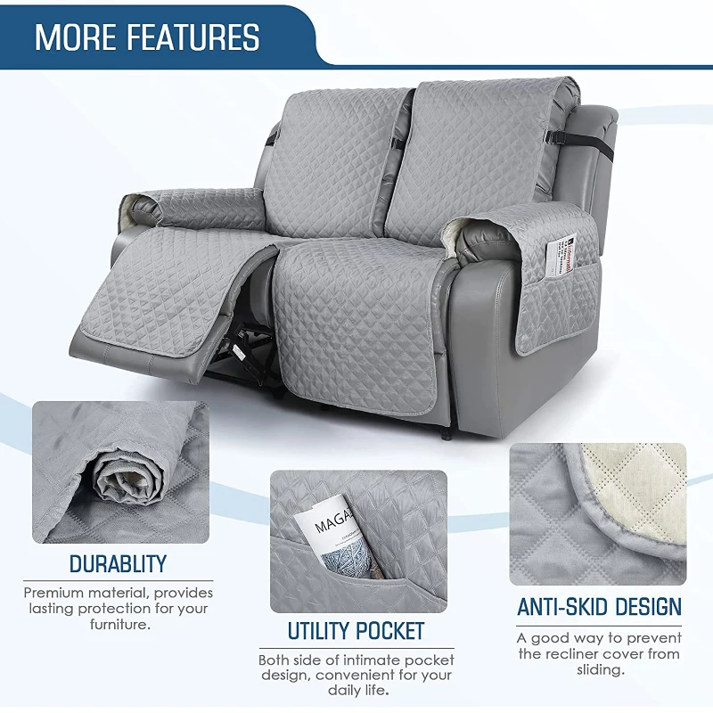 2 Seat Non-Slip Recliner Chair Cover Sofa Slipcover Reversible Pet Cover Protector Couch chair cover sofa cover furniture cover