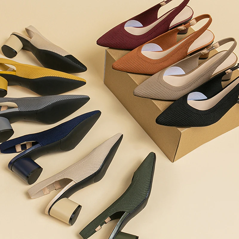 Summer High Heel Large Women's Shoes Mesh Breathable Pointed Thin Heel