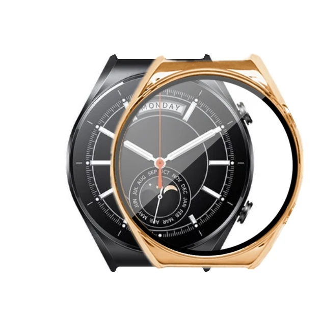 Protective Cover Case For Xiaomi Watch S1 Plating PC Case For Xiaomi Mi Watch S1 Full Screen Protector With Tempered Glass Shell apple watch screen protector watch screen protector case watch screen protector apple watch screen protector case watch protective case watch cover watch protective cover glass cover