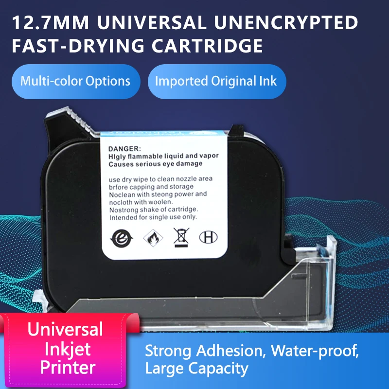 Printer Supplies Inkjet Ink Cartridge Ink Cartridge 12.7mm Universal 2588 Solvent Ink Cartridge Inkjet Printer Date Text Code Printing Machine