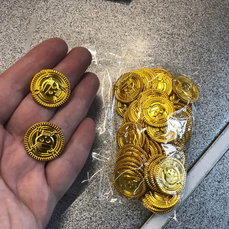 MPXEAVG 100 Pcs Monete di Tesoro, 200 Pcs Gemme dei Pirati, Monete D'oro per Bambini, Tesoro dei Pirati, per Compleanni di Pirati per Altre Occasioni di Feste di Pirati
