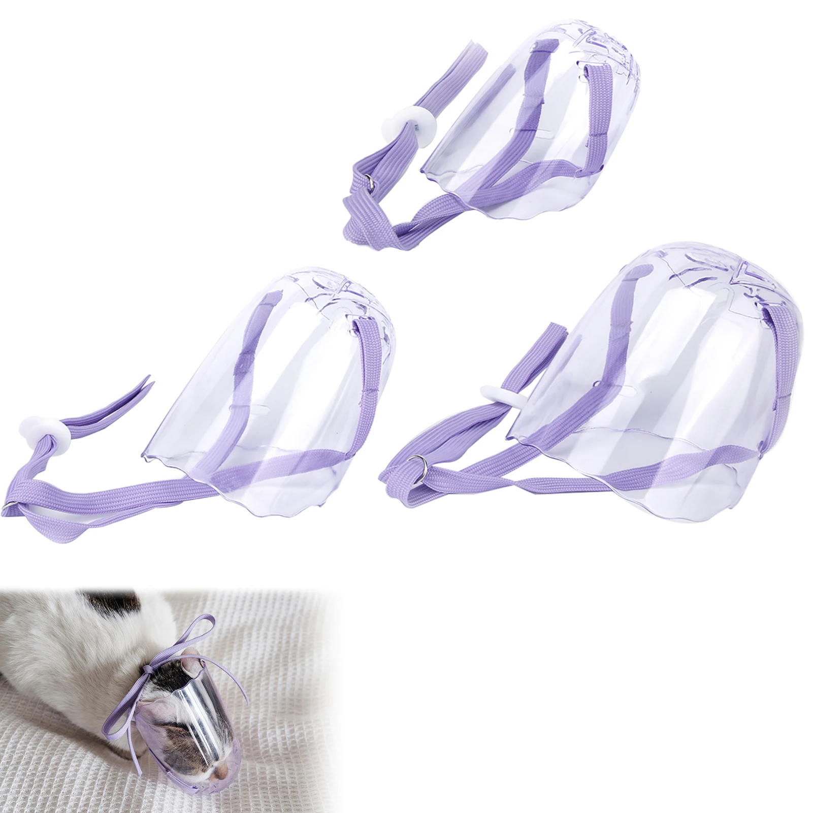 Cat Dog Muzzle Anti‑Bite Cat Mouth Cover Breathable Transparent Dog Face Cover Mouth Face