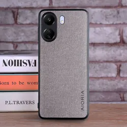 Luxury Textile Leather Phone Case - Soft & Durable Cover for Redmi 9C (Light Gray)