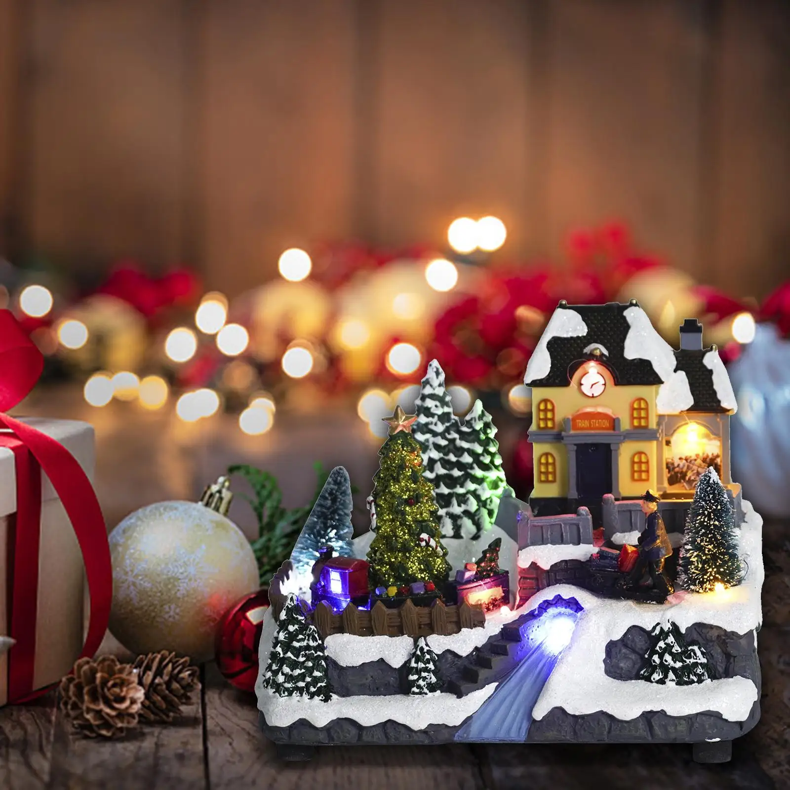 

Xmas Village Festival House Christmas Snow House Village for Holiday
