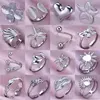 6pcs/Lot Silver Color Circular Butterfly Ring High-Quality Classic Flower Ring Stainless Steel Adjustable Opening Jewelry Gift 1