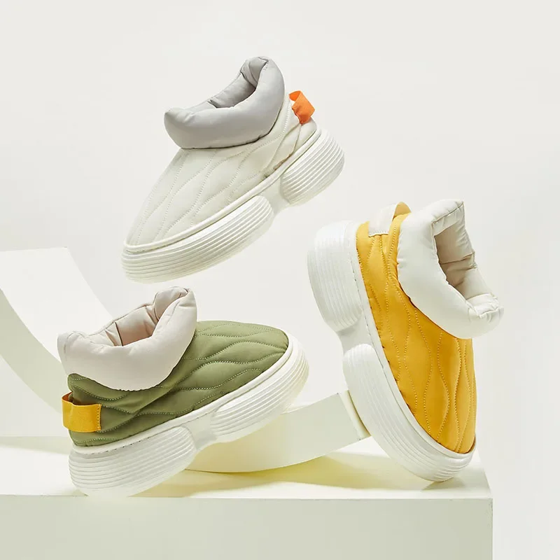 Winter Boot Slippers Men Outdoor Waterproof Warm Plush Sneaker Slippers Women Non-Slip Indoor Home Footwear Thick Platform Shoes