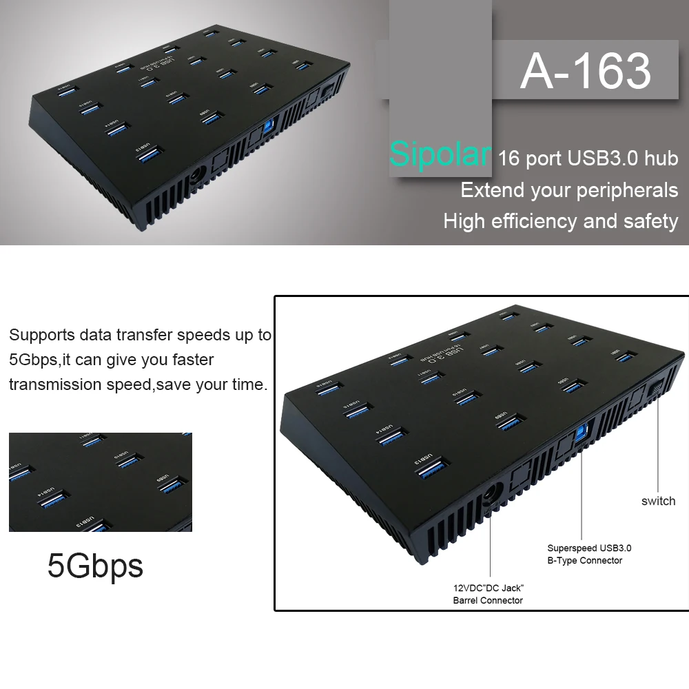Sipolar A-163 Super Speed 16 Ports Multiple USB3.0 Duplicator Hubs for HW 3G Modems SD TF Card U Flash Disk Copy 4