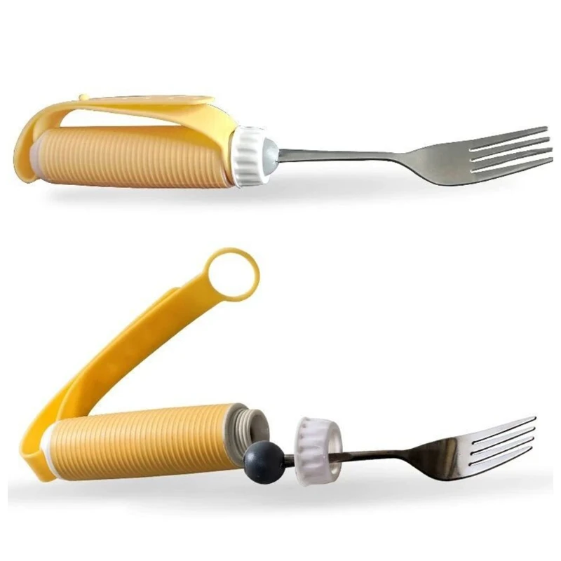 Arthritis Elderly Utensil Disabled Patient Easy Grip Eating Aids Spoon Fork Stainless Steel Removable Rotating Tableware