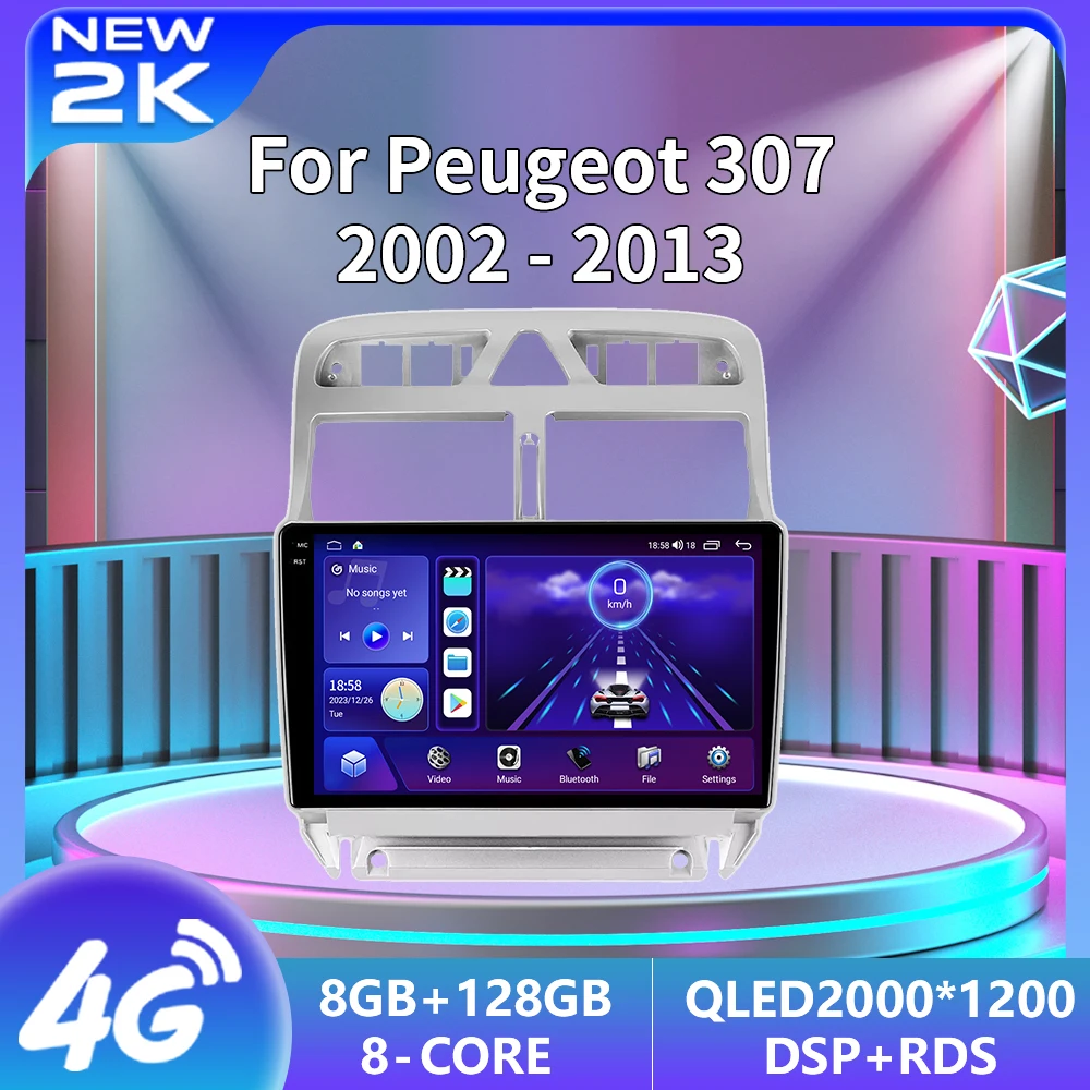 

2din Android 13 Wireless CarPlay For Peugeot 307 307CC 307SW 2002-2013 Car Auto Radio Multimedia Stereo Player GPS autoradio 4G