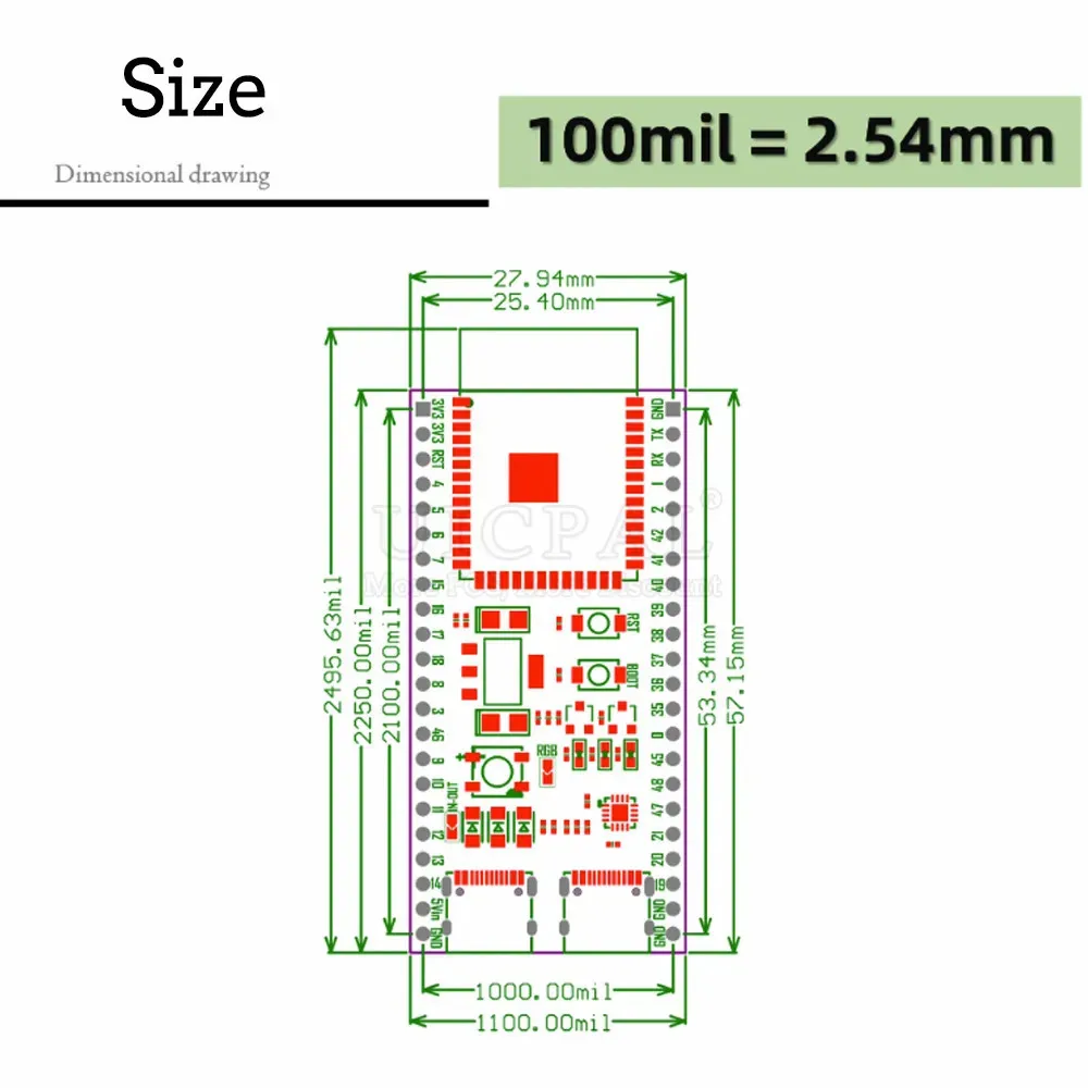 ESP32-S3 płyta rozwojowa 2.4G moduł Wifi dla Arduino zwł IDF ESP32-S3-WROOM-1 N8R2 N16R8 44Pin Type-C 8M PSRAM ESP32 S3