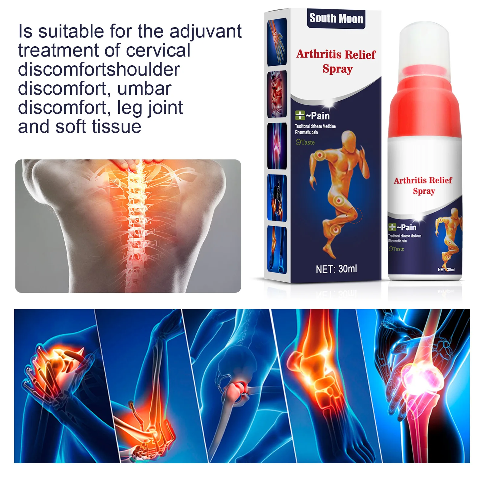 South Moon Instant Pain Relief Spray Muscle Soreness Bone Discomfort Arthritis Joint Pain Reliever