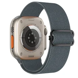 Bohemian Nylon Elastic Watch Band Bracelet - 49mm 45mm 44mm 42mm (Space Gray 44)