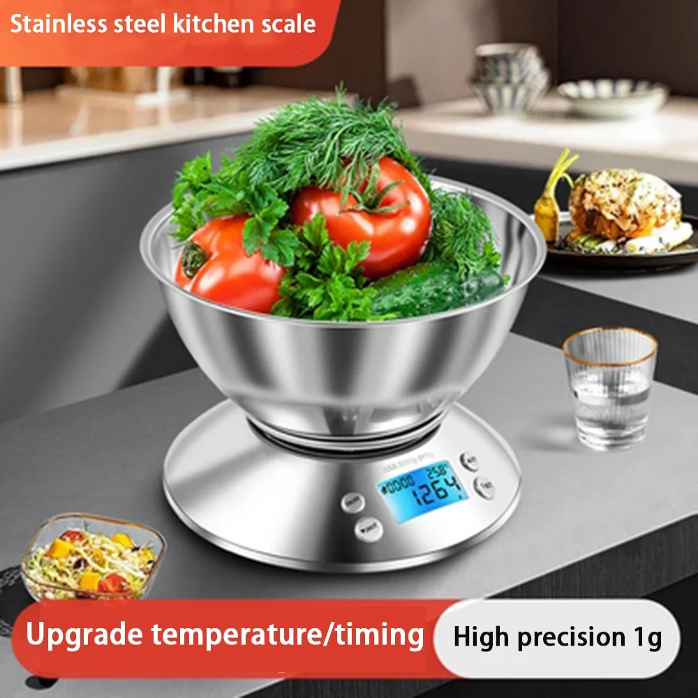 Báscula de Cocina Digital Alta Precisión Acero Inoxidable | Temporizador Desmontable para Alimentos, Hornear y Adelgazar - Image 3