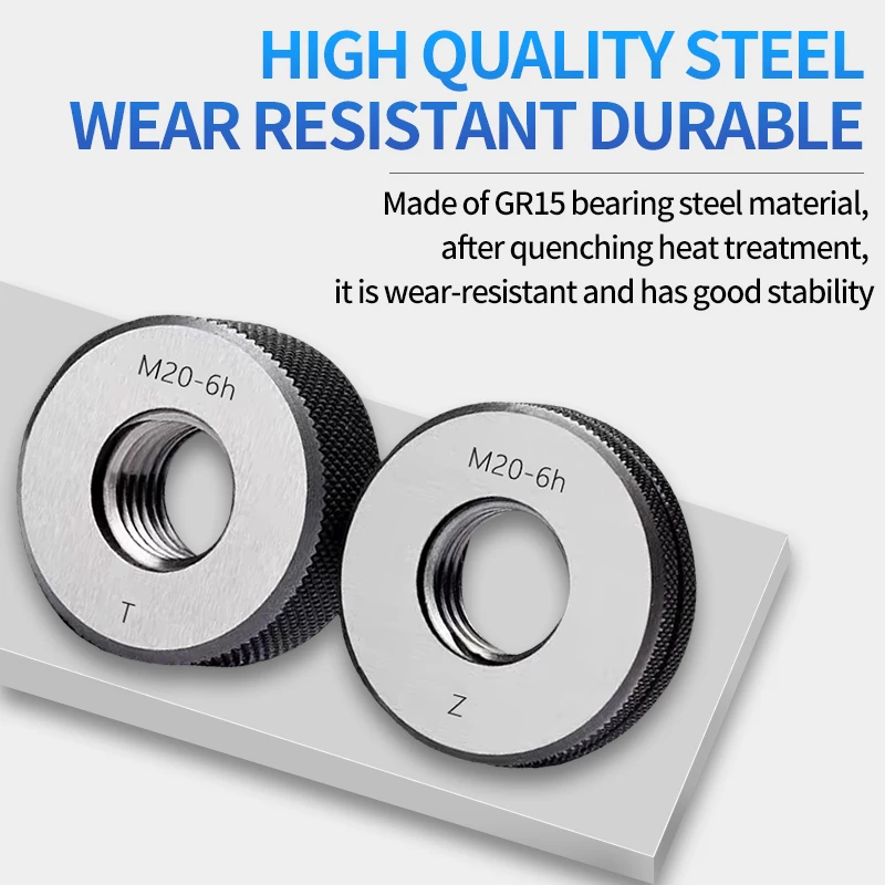 UT TAP 1SET(1*GO+1*NOGO) 6h M52-M59 표준 미터법 미세 나사산 링 게이지 측정 도구 M52 M53 M54 M55 M56 M57 M58 M59