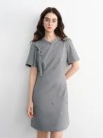 DUSHU Plus Size Women’s Clothing 2025 Summer New Chinese Style Dress Waist Slimming A-line Dress 25DS82314