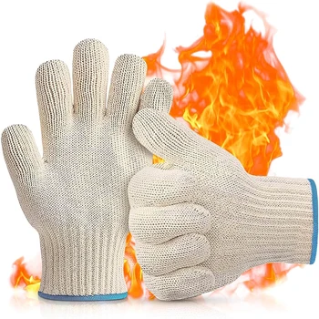 2Pcs Heat Resistant Microwave Oven Gloves Double-Layer Non-Slip Oven Mitts Reusable Potholders Glove for Cooking Baking Grilling