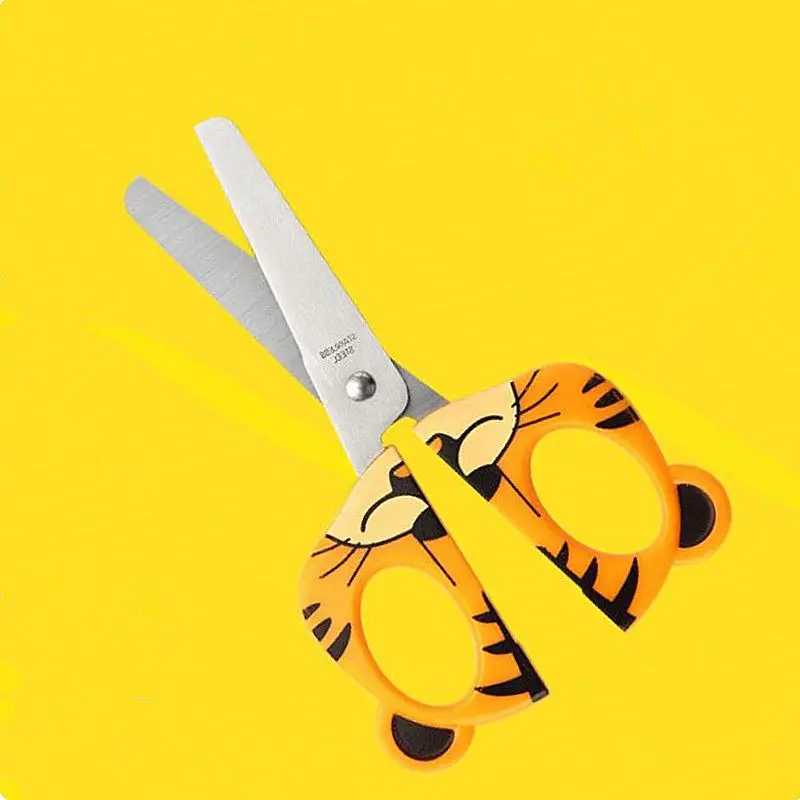 Cartoon Animal Safety Round Head Stainless Steel Mini Scissors Paper Cutter Tool Student Stationery Gift School Offi