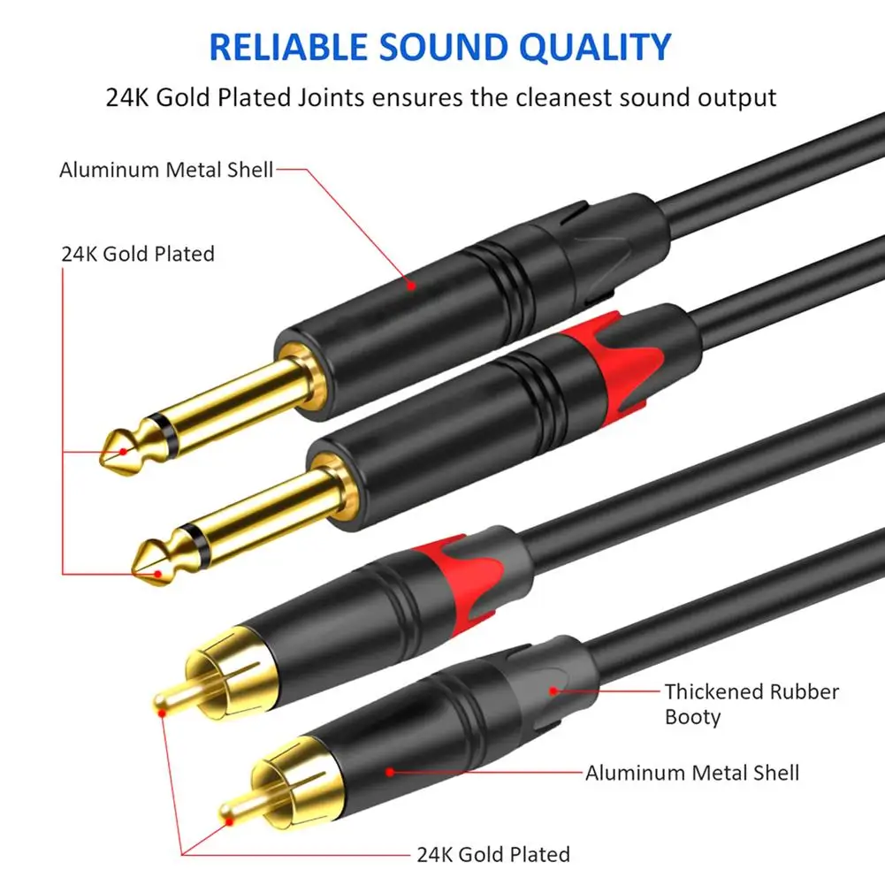   ο  1/4 ġ 6.35mm- RCA  ̺, ׷ AUX  ̺   ̺ ڵ, 1PC