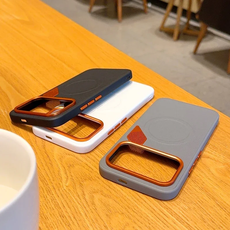 Premium Magnetic Lychee Leather Protective Case with Ventilated Lens Cover