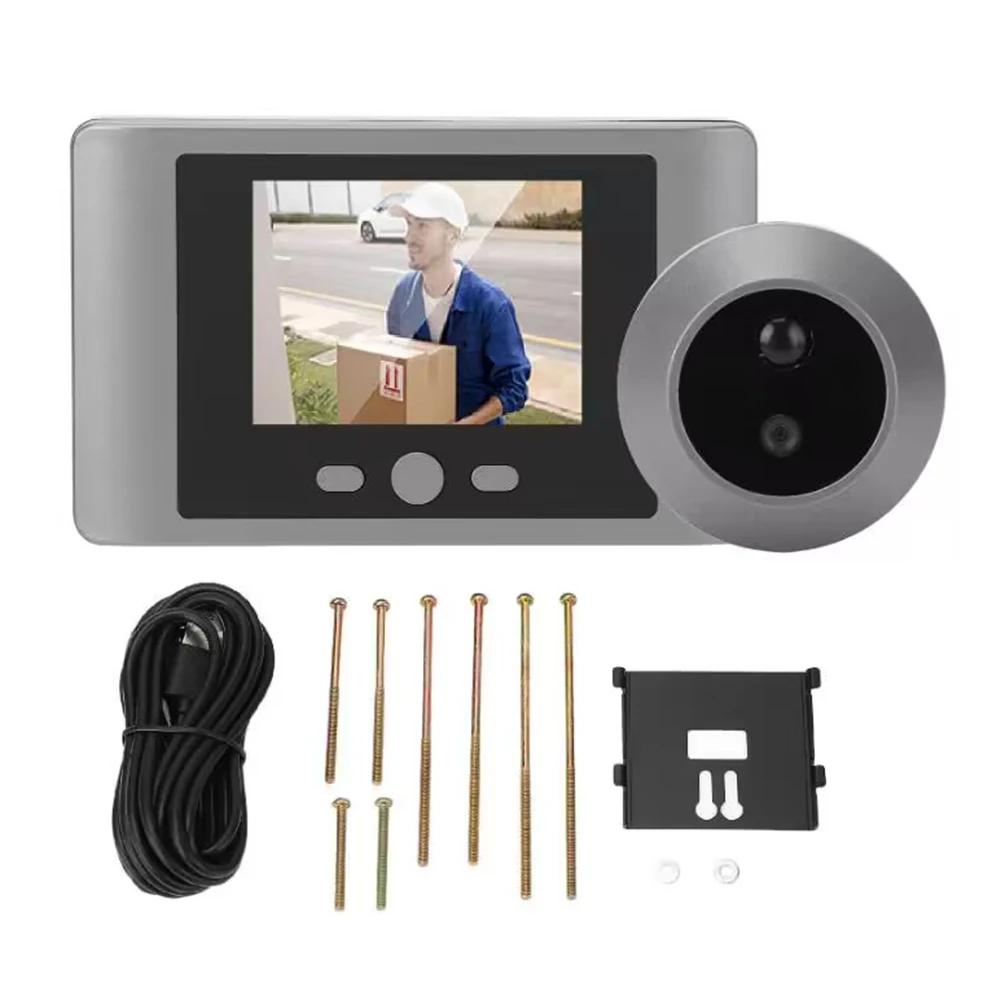 Mini judas intelligent sans fil, caméra de visionneuse de porte, détection de mouvement PIR, sonnette vidéo intelligente, sonnette de 2.8 pouces