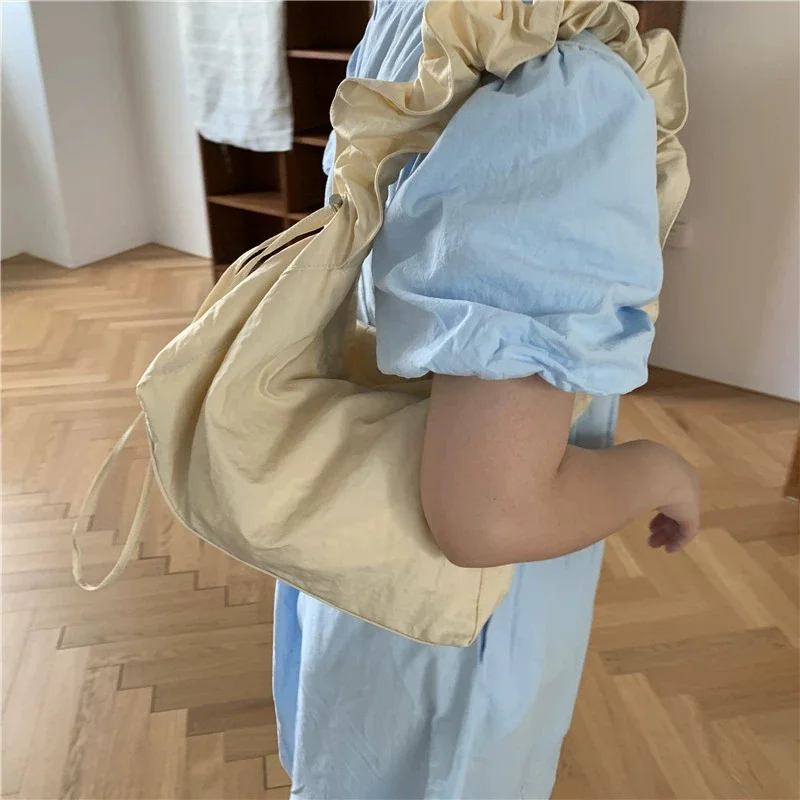 Fashion Large Capacity Canvas Bag Female Literary Style Single Shoulder Bag Novel Solid Color Handbag