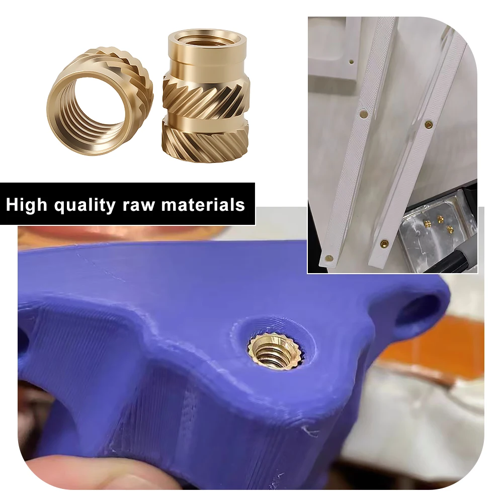 Brass Heat Insert Nut M2 M3 M4 M5 M6 M8 Double Twill Knurled Hot Melt Injection Embed Thread Inserts For 3d Printer Plastic